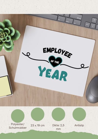 Akyol - employee of the year Muismat - Collega - werknemers - werknemer van het jaar - collega's - verjaardag - geschenk - kado - bedankje - 23 bij 19 cm