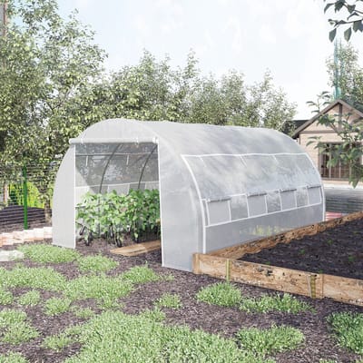 MODFU - Foliekas - Oprolbare Wanden - Waterdicht En Uv-Bescherming - Verzinkt Stalen Frame - Wit - 3,97 X 3 X 2 M