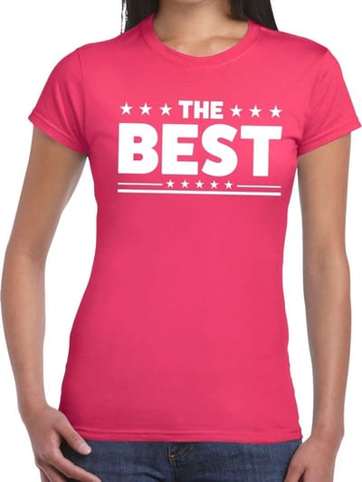 The Best tekst t-shirt roze dames - dames shirt The Best S
