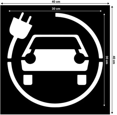 Spuitsjabloon oplaadpunt elektrische auto - dibond materiaal - zwart met uitsparing | 40 x 40 cm
