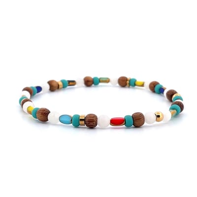 IbizaMen - heren armband - hout mix - goud - 4mm - 21cm