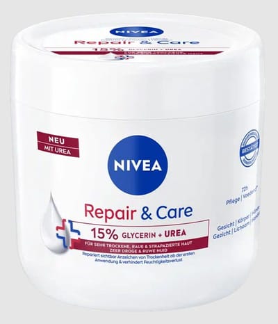 NIVEA Repair & Care Ureum Bodycrème - 18% Glycerine + UREA + Vitamine B5 - Barrière Crème voor Zeer Droge en Gebarsten Huid - 400 ml
