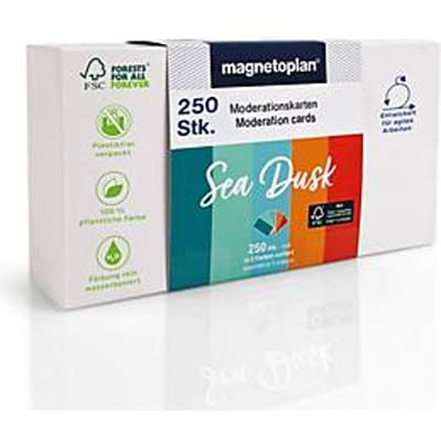 Magnetoplan-presentatiekaarten Sea Dusk, rechthoekig, beschrijfbaar, B 200 x H 100 mm, in verschillende kleuren, 250 stuks