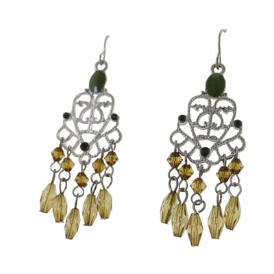 Behave - Dames oorbellen hanger groen - Vintage stijl met kralen