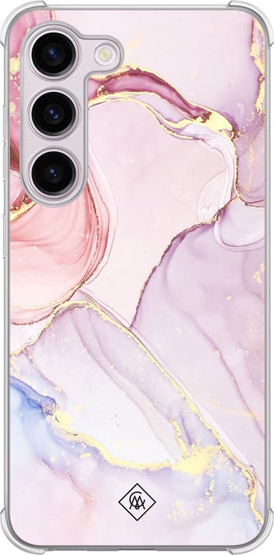 Casimoda® hoesje - Geschikt voor Samsung Galaxy S23 Plus - Marmer roze paars - Shockproof case - Extra sterk - TPU/polycarbonaat - Paars, Transparant