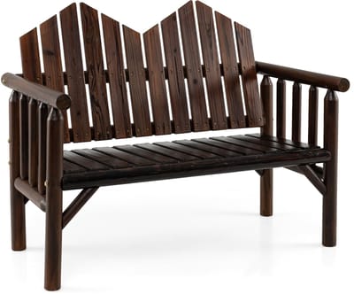 COSTWAY Houten tuinbank, weerbestendig, 2-zits zitbank met armleuningen, balkonbank tot 300 kg belastbaar, terrasbank, parkeerbank voor terras, balkon, tuin