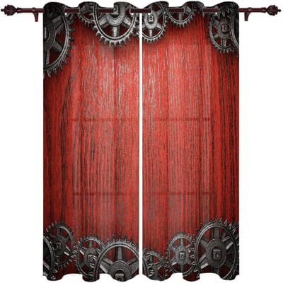 Houten deur Retro stijl raamgordijn Slaapkamer Woonkamer raamgordijnen Keukendecoratie Jaloezieën Gordijn 135W x 60H(cm) x1