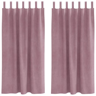 vidaXL - Zwarte - Verduisteringsgordijnen - met - Hanglussen - 2 - stuks - Donkerroze - Velours