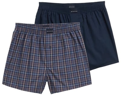 Tom Tailor - Korte boxershorts in een 2-pack - Maat S/4 - braun-mittel-Karo