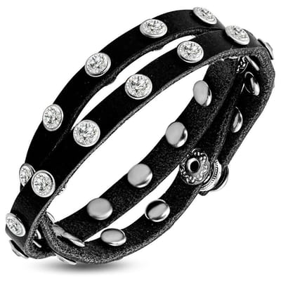 Amanto Armband Do Black - Leer - Wikkel - 10mm - 20cm