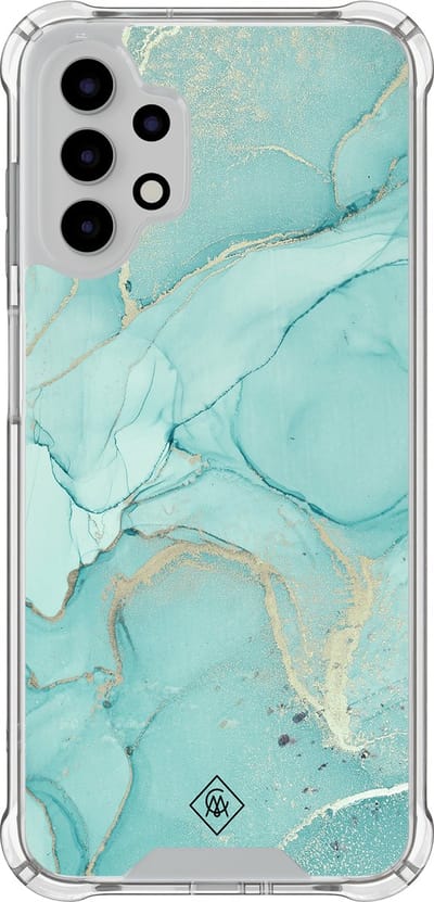 Casimoda® hoesje - Geschikt voor Samsung Galaxy A13 4G - Marmer mint groen - Shockproof case - Extra sterk - TPU/polycarbonaat - Mint, Transparant