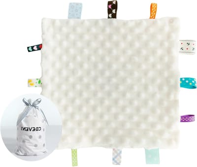 Zachte Sensory Babydeken voor Meisjes, Ideaal als Cadeau voor Verjaardag of Babyshower, 25x25cm (Ivory)