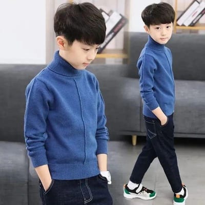 Pull pour enfant Pull col rond Pull tricoté d'hiver Pull d'hiver épais et chaud 140 gray