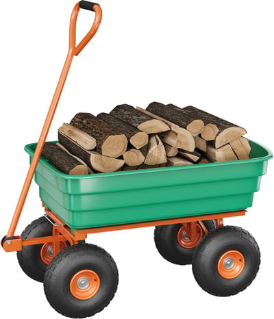 Tuinwagen Heavy Duty 125L - Transportkar Poly - 500kg Draagvermogen - Kantelwagen - Lekvrije Wielen 25cm - Snelafvoermekanisme - Voor Tuin Boerderij - Groen