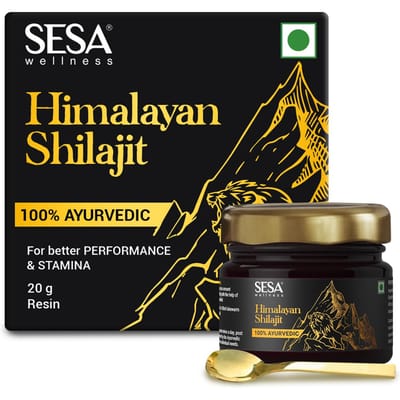 Sesa Résine de Shilajit Himalayen 20g Pour Hommes Force Énergie Soutien Immunitaire 70%+ Acide Fulvique Pur Authentique Testé en Laboratoire