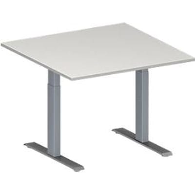 Schäfer Shop  Genius Aanbouwtafel MODENA FLEX, in hoogte verstelbaar, vierkant, T-poot rechthoekige buis, B 1000 x D 1000 mm, lichtgrijs