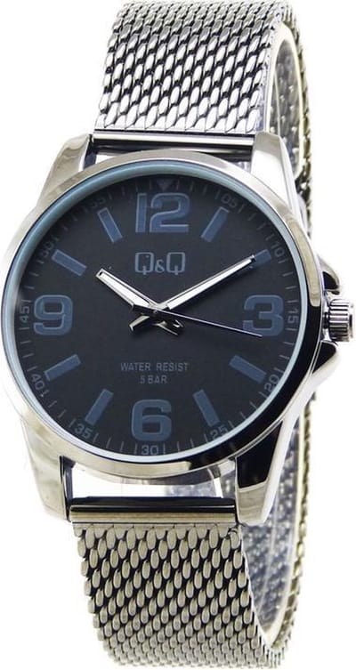 Q&Q mooi heren polshorloge Q708J809Y met zilveren metalen band