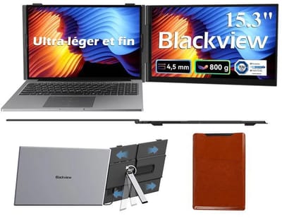 Blackview SCM8 Portable Monitor - 15,3 inch FHD 1200P IPS Dubbel Scherm - 100% sRGB - Laptopscherm: 13-17,3" - Laptop Scherm Uitbreider - PC/Laptop/Xbox/Schakelaar/PS5 - Grijs