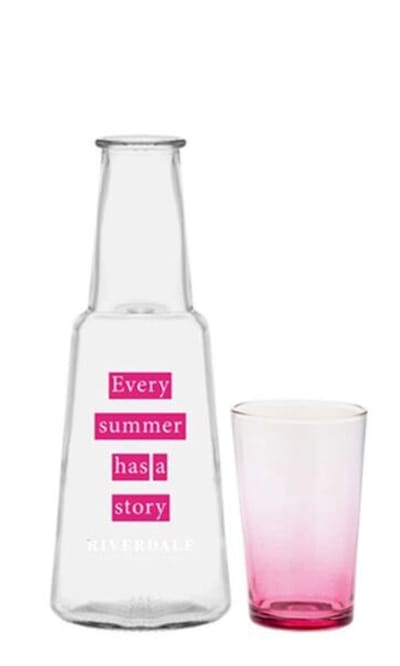 Riverdale set bestaande uit karaf met tekst en bijpassend glas