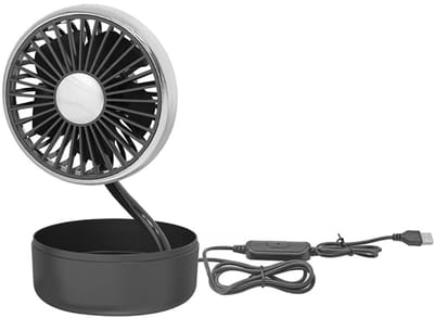 Allecto - autoventilator - mini elektrische ventilator - USB oplaadbaar - universeel 360 graden - voor vrachtwagen en camper - geschikt voor warmer...