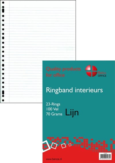 Benza - Ringband interieur A4 - Schrijfpapier Lijn - 23 ringen - 100 vel