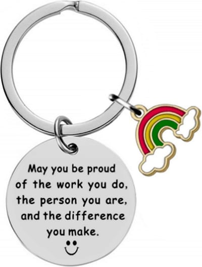 Fako Bijoux® - Sleutelhanger May You Be Proud Of The Work You Do ... - Regenboog - Cadeau - Geschenk - Zilverkleurig