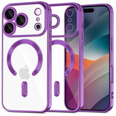 Backcover hoesje Geschikt voor: iPhone 17 Pro - met geïntegreerde Camera lens bescherming [magnetische hoes] compatibel met MagSafe Dames Heren - Paars