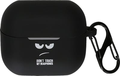 kwmobile Hoes geschikt voor Samsung Galaxy Buds 3 / Galaxy Buds 3 Pro - Siliconen cover voor oordopjes in wit / zwart / zwart - Don't Touch My Headphones design