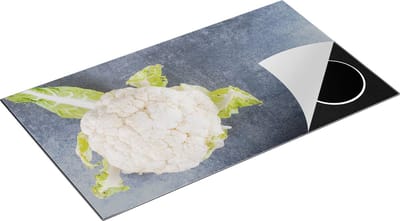 Chefcare Inductie Beschermer Bloemkool op Grijze Marmer - 90x50 cm - Afdekplaat Inductie - Kookplaat Beschermer - Inductie Mat