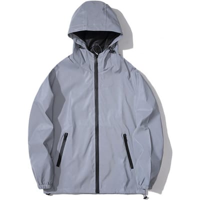 Veste Streetwear pour Homme Veste à Capuche Réfléchissante pour Homme avec Design Coupe-Vent Fermeture Éclair Double Poche Idéale pour l'Escalade XL gris