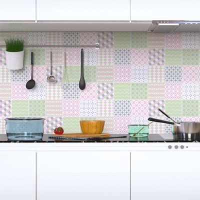 Zelfklevende tegelmuurstickers voor keuken en badkamer - 9 Scandinavische Kalpea tegelstickers - 9 stickers 10x10cm
