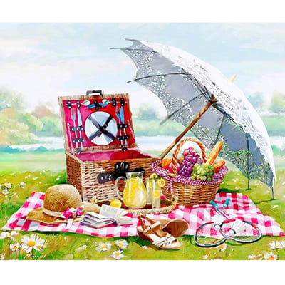DIY diamant borduurwerk buiten picknick Diamond schilderij Cross Stitch Kit Strass woondecoratie 20X30CM gray