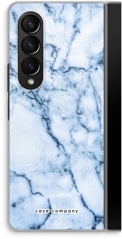 Case Company® - Hoesje geschikt voor Samsung Galaxy Z Fold4 hoesje - Blauw marmer - Soft Cover Telefoonhoesje - Bescherming aan alle Kanten en Schermrand