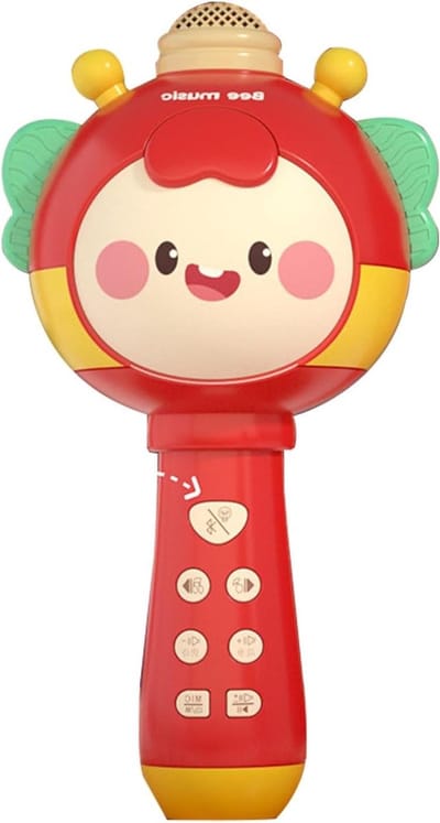 Kinder Microfoon - Karaoke Speelgoed - Muziek Plezier - Cartoon Ontwerp - 11 x 11 x 11 cm - Rood