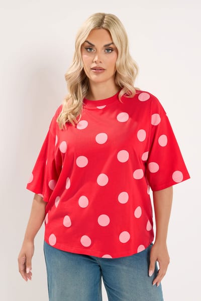 Limited Collection Rood Tshirt Met Stippen Size 38