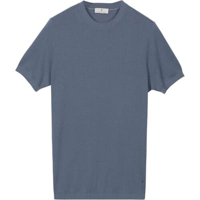 Thomas Maine Trui Short Sleeve Crew Neck Half Milano Knit Storm Blue / male
