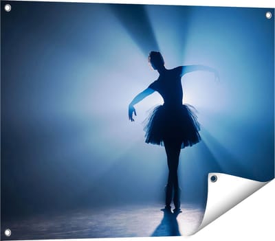 Gards Tuinposter Ballerina Silhouet - Ballet - 80x60 cm - Tuindoek - Tuindecoratie - Wanddecoratie buiten - Tuinschilderij