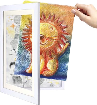 TIM® Wissellijst Kindertekening - Fotolijst - Luxe fotolijst voor kindertekeningen - Kunstlijst - Wissellijst – Tekeningen – A4 – Wit - 36cm x 25cm x 3cm