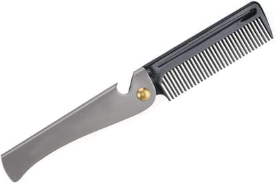 Vouwbare Baardkam van RVS - Antistatische, Draagbare Kam met Ronde Tanden voor Baardverzorging en Stijlen, Perfect Cadeau voor Vrienden en Vader