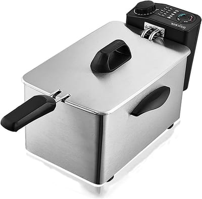 Elektrische Frituurpan - Friteuse met Mand - Thuis Frituren - Roestvrij Staal - 4 Liter - Zilver