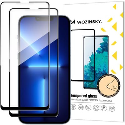 WZK schermbeschermfolie voor Apple iPhone 14 Pro Max / 13 Pro Max, gehard glas, volledige lijm, set van 2 stuks, zwart