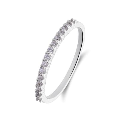 Lucardi Dames Zilveren ring met rij zirkonia - Ring - 925 Zilver - Zilverkleurig - 19.50 / 62 mm