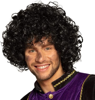 Boland - Pruik Piet Zwart - Krullen - Halflang - Unisex - Piet - Sinterklaas - Pakjesavond - Intocht