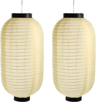 2 Stuks Japanse Zijde Lantaarns voor Tuin - Traditionele Vouwbare Hanglampen in Witte Kleur - Ideaal voor Buiten en Feestdecoratie