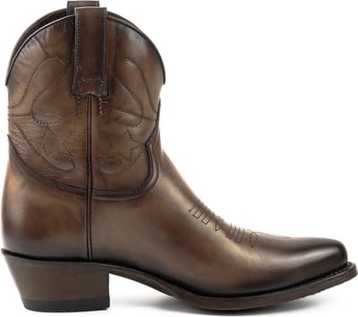 Mayura Boots 2374 Vintage Hazelnoot/ Dames Cowboy fashion Enkellaars Spitse Neus Western Hak Echt Leer Maat EU 37