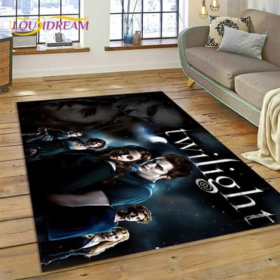 3D Saga Twilight Edward Bella Tapis Moquette pour Salon Chambre Décoration de Maison, Tapis de Sol Antidérapant Décoration pour Canapé Paillasson 40x60cm( 15x23in )