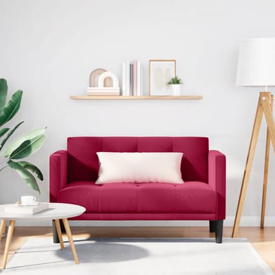 vidaXL - Loveseat - bank - wijnrood - 111 - cm - fluweel