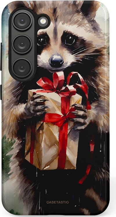 Casetastic hoesje geschikt voor Samsung Galaxy S23 - Dubbellaagse bescherming - Winter Wasbeer Presentje - Fashion Case - Zwart Grijs Taupe