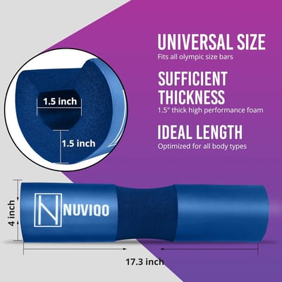 Barbell Pad - Squat Pad Hip Thrust - Comfortabel Trainen - Met Veiligheidsriemen - 43 cm Lengte - Blauw