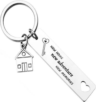 Fako Bijoux - Sleutelhanger New Home, New Adventure, New Memories - Huis - Sleutelring Tekst - Cadeau - Geschenk - Zilverkleurig